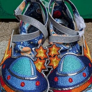 Galaxy Adventure Women's Flats - Silver and Blue RU Size 36